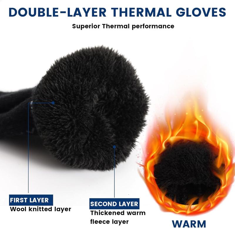 Winter Gloves - Gloves for Men Women,  Fleece Liner Gloves with Touchscreen, Warm Knit Gloves for Cold Weather