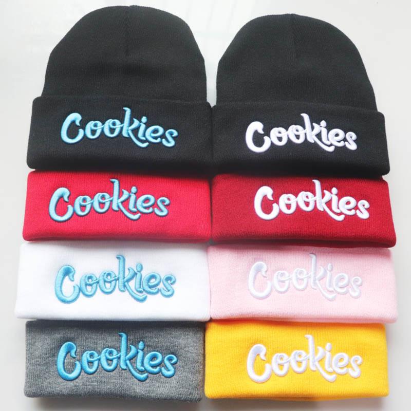 Unisex Letter Embroidery Knit Cap Cookies Y2K Beanies Casual Winter Warm Hats Hip-Hop Soft Stretch Warm Knitted Slouchy Cap