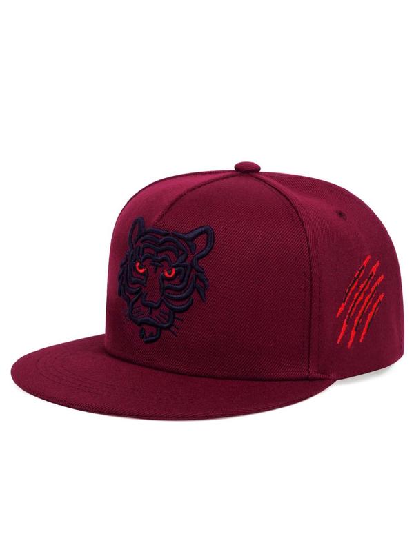 Summer 2024 New Stylish Unisex Street Trend Country Hat, Tiger Embroidering Snapback Cowboy Hat for Men & Women,  Birthday Outfit, Trendy Casual Hip Hop Flat Peak Baseball Cap for Back To School