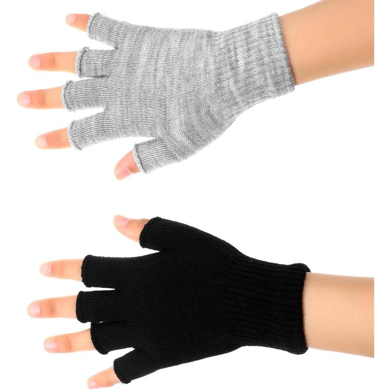 4 Pairs Winter Half Finger Gloves Knitted Fingerless Mittens Warm Stretchy Gloves for Men and Women