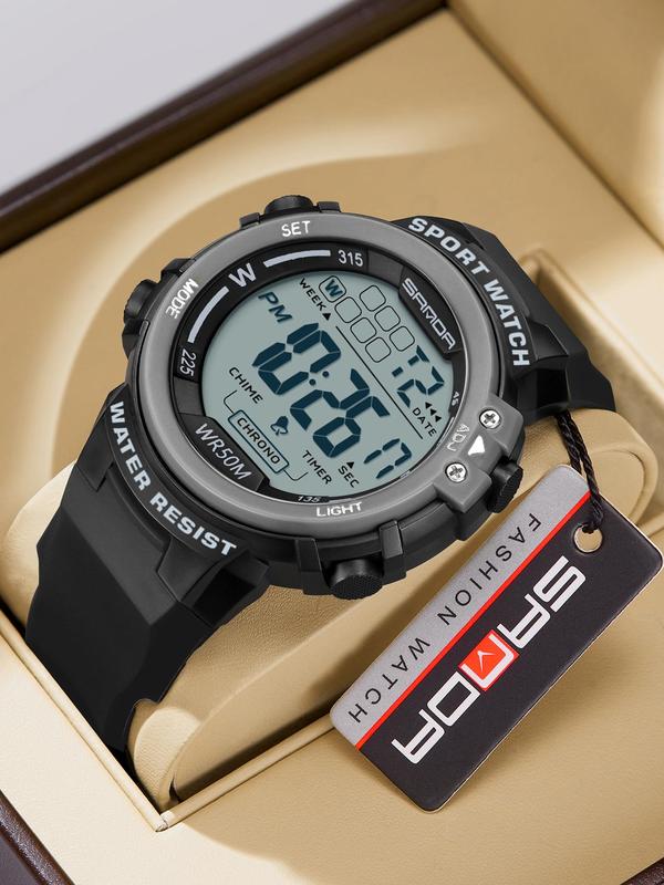 Men's Fashionable Digital Watch, Casual Sporty Digital Watch with Alarm Function, Waterproof Electronic Watch for Outdoor Sports