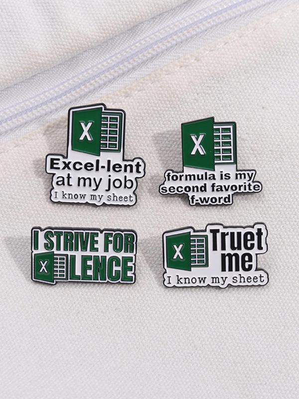 Office Spreadsheet Design Brooch, Funny Excel Logo Brooch for Women & Men, Enamel Pin Suitable for Backpacks, Jeans, Scarves, Hats Decoration Fixed Buckle