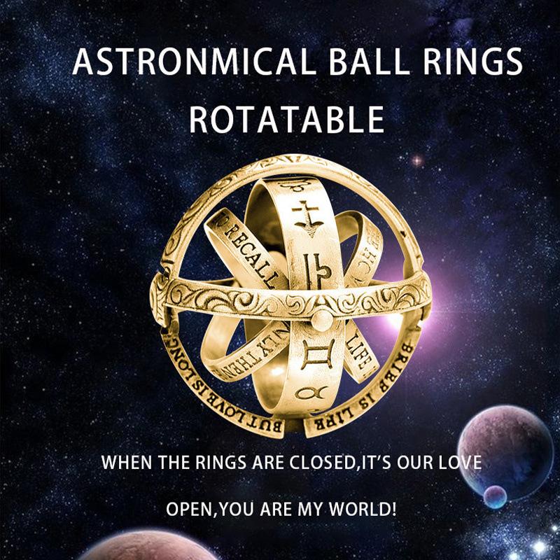 Fashion Astronomy Foldable Ring Necklace Astronomy Sphere Ball Ring Cosmic Finger Ring Couple Jewelry