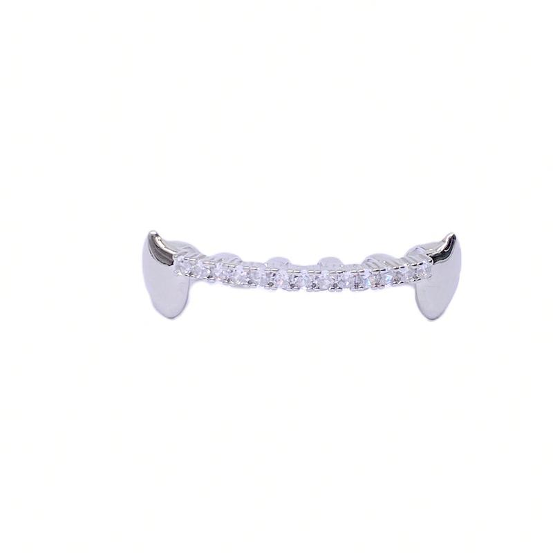 European And American Trendy Punk Style Copper Zirconia Crystal Tiger Tooth Hiphop Grill For Women