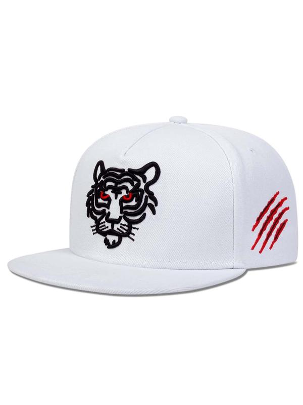 Summer 2024 New Stylish Unisex Street Trend Country Hat, Tiger Embroidering Snapback Cowboy Hat for Men & Women,  Birthday Outfit, Trendy Casual Hip Hop Flat Peak Baseball Cap for Back To School