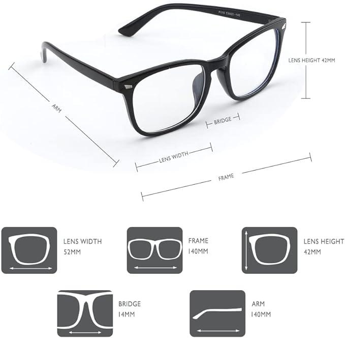 Computer Gaming Glasses - 2 Pack Fashion Square Fake Eyeglasses,  Blockers Glasses for Women Men，Retro Round  Computer Glasses，Party Glasses