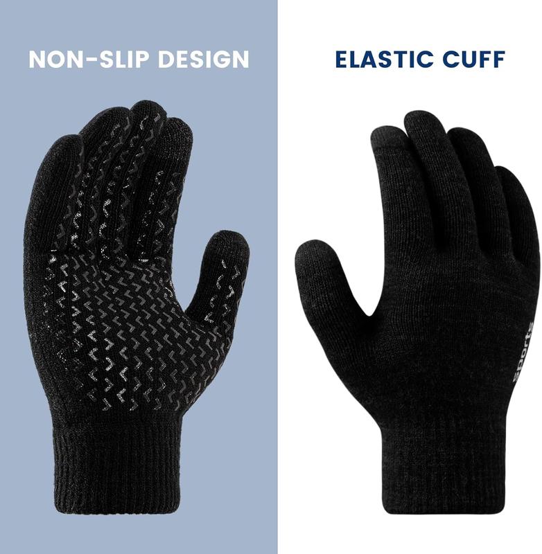 Winter Gloves - Gloves for Men Women,  Fleece Liner Gloves with Touchscreen, Warm Knit Gloves for Cold Weather