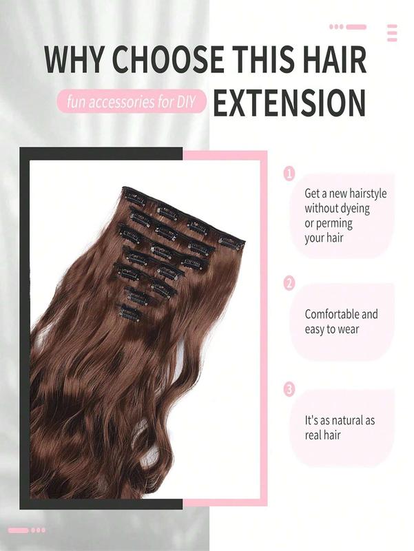 18-30 Inch Black Long Curly Hair Extensions - 7-Piece Set with 16 Clips, Natural Look for Women’s Daily Use