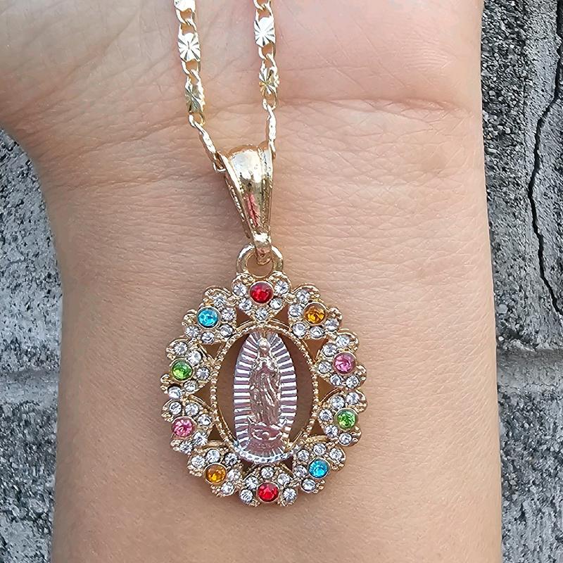 Virgen de Guadalupe brillos necklace