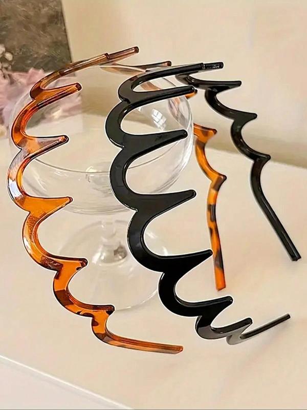 Wave Design Hair Hoop (2pcs set), Casual Versatile Hair Accessories for Women & Girls, Minimalist Headwear Suitable for Thick Hair