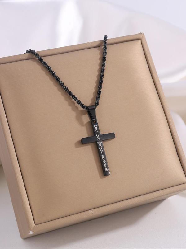 Classic Retro Design Stainless Steel Cross Pendant Necklace, Fashion Back To School Vintage Jewelry for Party, Daily Clothing Decor, Trendy All-match & Exquisite Jewelry for Birthday Gift for Fall 2024