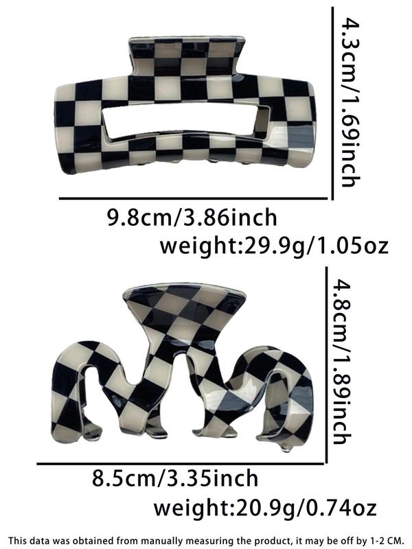 Summer Plaid Pattern Hair Claw Clips, Casual Versatile Claw Clips for Women & Girls, Elegant All-match Fashion Accessories for Daily & Party Decoration, Exquisite Jewelry As Gifts