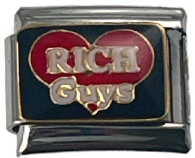 Italian Charm Link Rich Guys on Red Heart 9mm