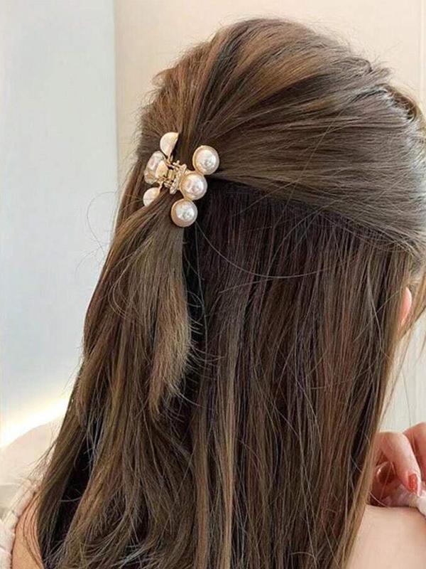 Faux Pearl Decorated Hair Claw Clip, Elegant Hair Accessories for Women, Minimalist Headwear Suitable for Any Hairstyle, Fashion Hair Accessories for Party, Daily Decor