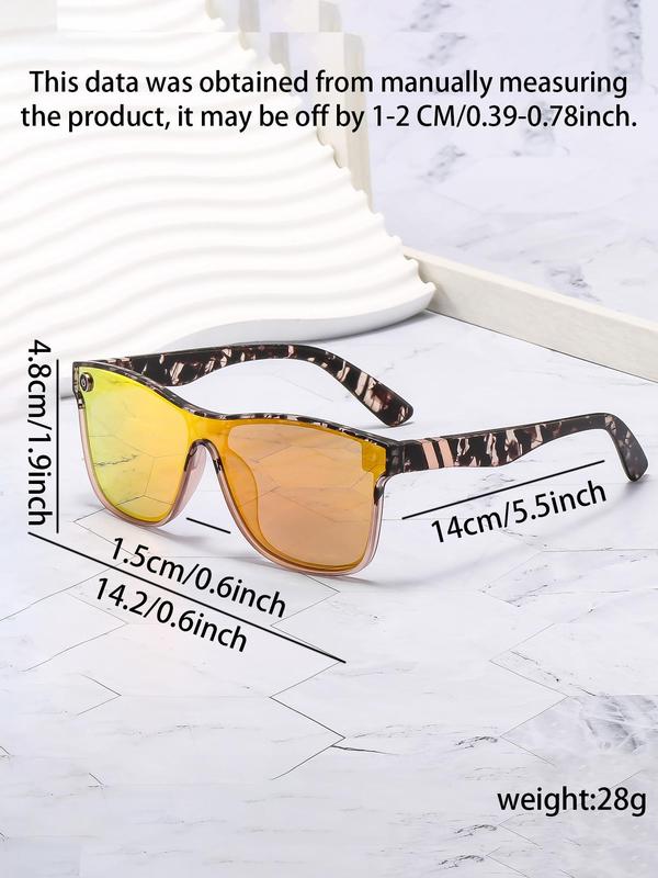 Tortoise Shell Pattern Flat Top Sunglasses for Women, Sun Protection Sunglasses for Men, Trends 2024 for Outdoor Activities Back To School Fall Streetwear Mascs