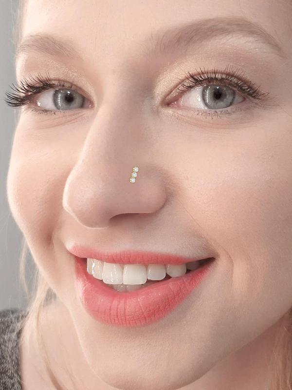 Rhinestone Decorated Nose Ring, Heart & Butterfly & Flower Design Nose Ring, Fashion Jewelry for Party, Daily Clothing Decor, Trendy All-match & Exquisite Jewelry for Birthday Gift