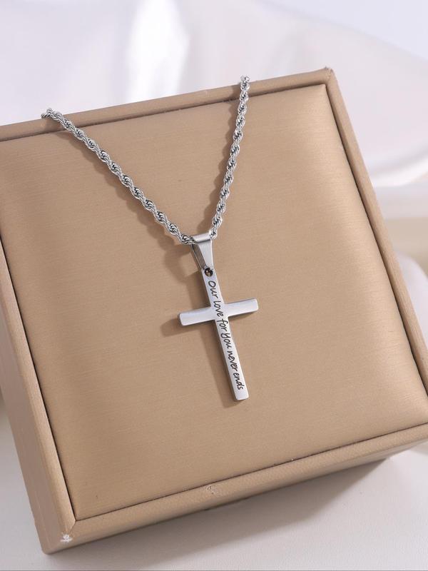 Classic Retro Design Stainless Steel Cross Pendant Necklace, Fashion Back To School Vintage Jewelry for Party, Daily Clothing Decor, Trendy All-match & Exquisite Jewelry for Birthday Gift for Fall 2024