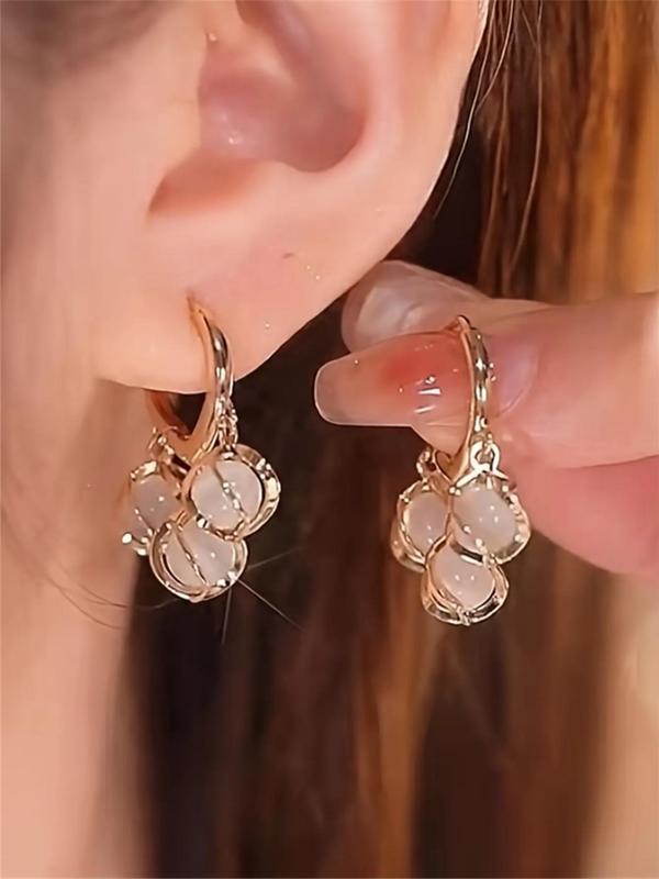 Women's Elegant Bead Design Dangle Earrings, 1 Pair Trendy Vintage Dangle Earrings, All-match Chic Gorgeous Jewelry As Gift for Girlfriend