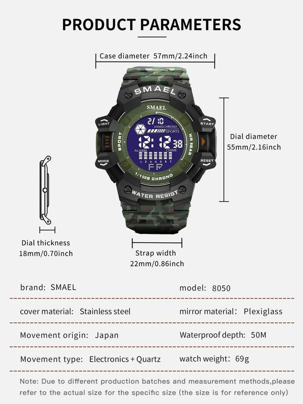 Men's Sportive Digital Watch, Fashionable Digital Watch with Luminous Dial & Alarm Mode, Waterproof Multifunctional Watch with Digital Display for Men