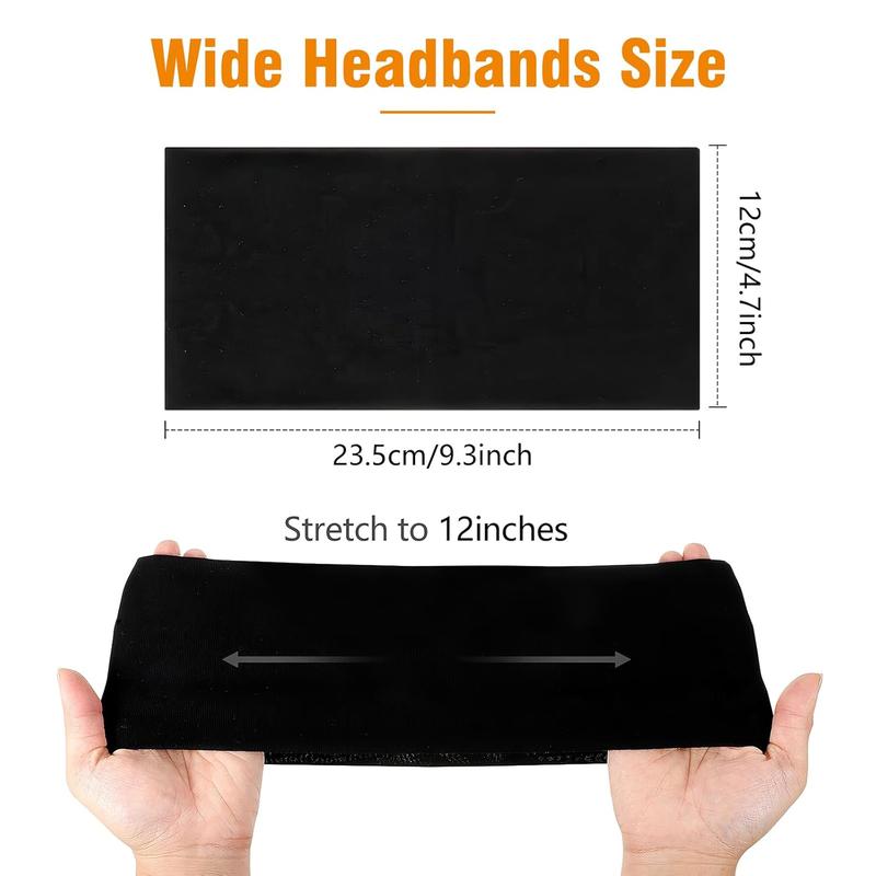 6 Pack Wide Headbands for Women, Cotton Stretchy Headband for Women Non Slip   Bands for Women's Hair (Black, White, Gray)