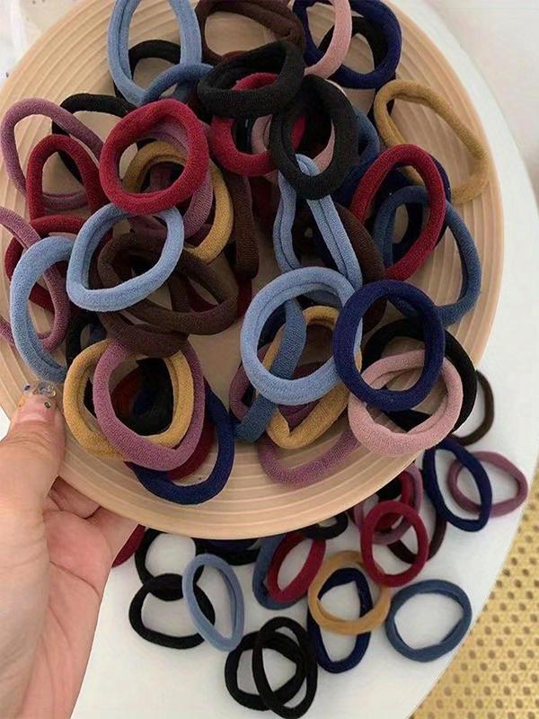 Random Color Simple Plain High Elastic Hair Tie, Casual Versatile Hair Accessories for Women, Minimalist Ponytail Holder for Thick Hair for Daily Use