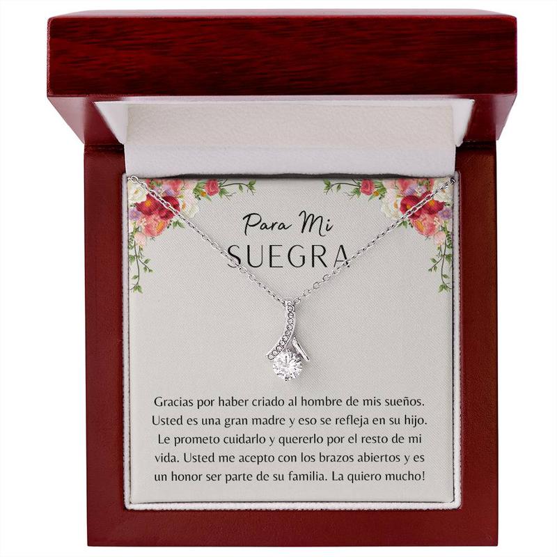 Para Mi Suegra, Regalo Para , Regalo Para Mama de Mi Esposo, Para Dia de Boda, Gift for Mother in Law Spanish, Gracias Suegra, Necklace With Message Card and Box, Gift for Birthday