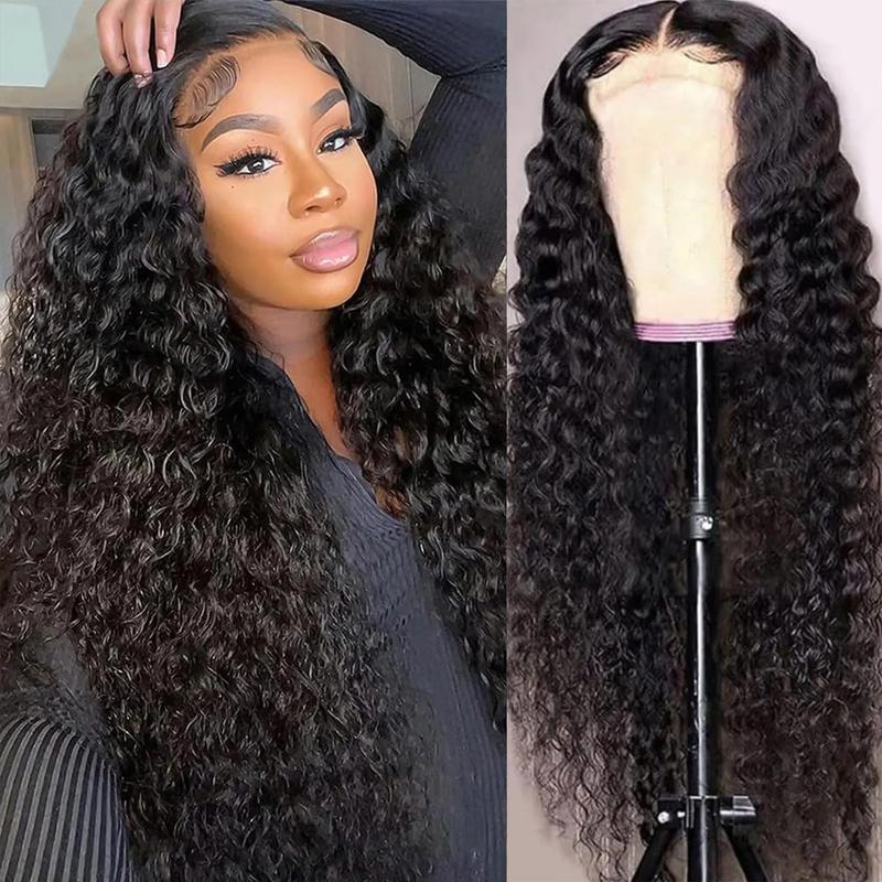 Wear and Go Glueless Wigs Human Hair Pre Plucked Pre Cut 4x4 Hd Lace Closure Wigs Human Hair Kinky Curly Human Hair Wig 200% Density Ready to Wear Glueless Wigs Natural Black