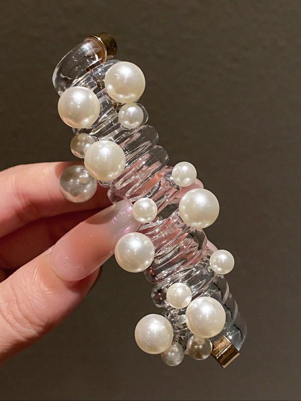 Faux Pearl Decorated Hair Tie, Cute Hair Accessories for Women & Girls, Minimalist Headwear Suitable for Thick Hair, Fashion Hair Accessories for Party, Daily Clothing Decor