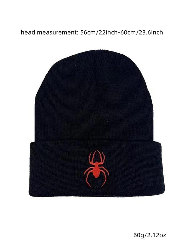 Spider Embroidery Beanie Hat, Casual Animal Design Knitted Hat for Fall & Winter, Warm Beanie Cap for Men & Women As Halloween Gift