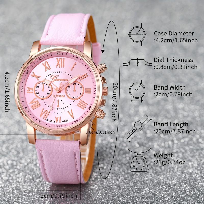 Chic 7pcs Women's Quartz Watch Set - Casual Fashion, Faux Leather Straps, Alloy Cases (Box Not Included)