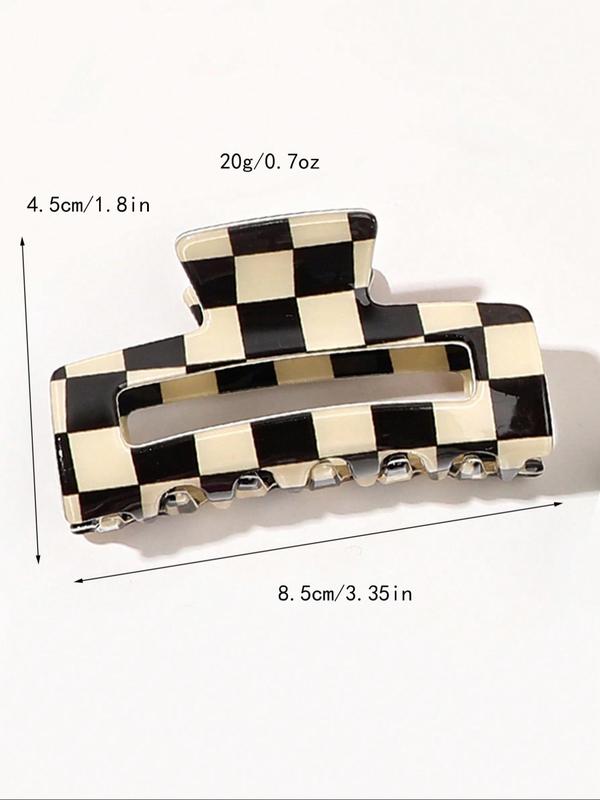 Checkerboard Pattern Hair Claw, Elegant Hollow Out Design Hair Accessories for Women & Girls, Casual Versatile Hair Accessories for Daily Wear