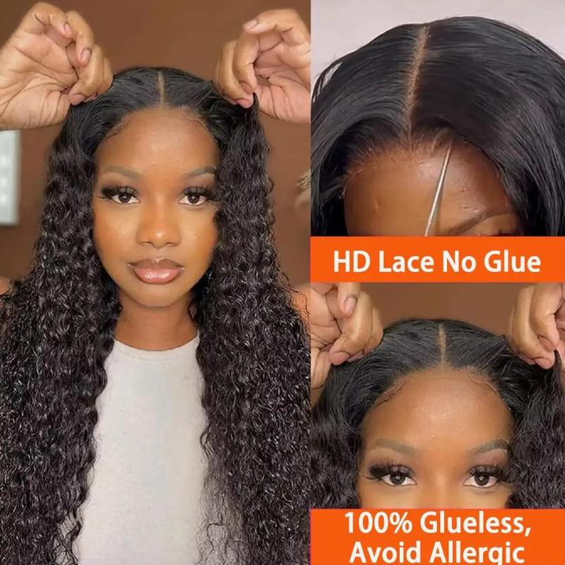 Ready To Wear And Go 30 32 Inch Glueless Wig Curly 5x5 6x4 4x6 HD Transparent Lace Front Wig For Women Brazilian Human Hair Wig Deep Wave Pre-Cut Lace Pre Plucked Natural Hairline Sale Bling Hair 180%