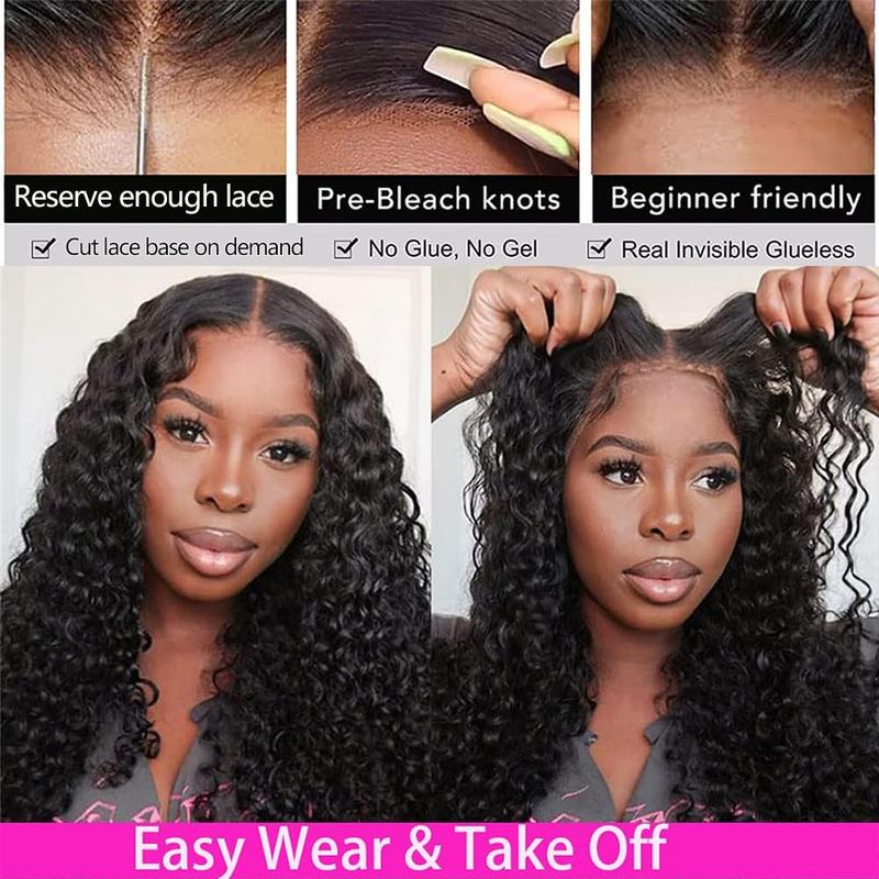 Ready To Wear And Go 30 32 Inch Glueless Wig Curly 5x5 6x4 4x6 HD Transparent Lace Front Wig For Women Brazilian Human Hair Wig Deep Wave Pre-Cut Lace Pre Plucked Natural Hairline Sale Bling Hair 180%