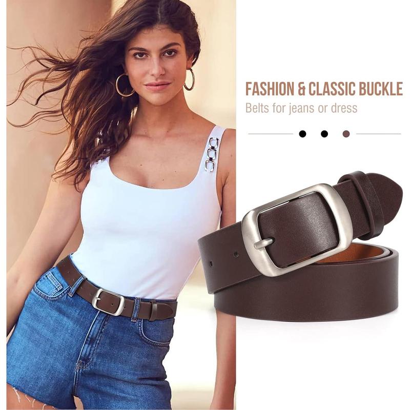 2 Packs Women Leather Belts for Jeans Fashion Leather Ladies Waist Belt