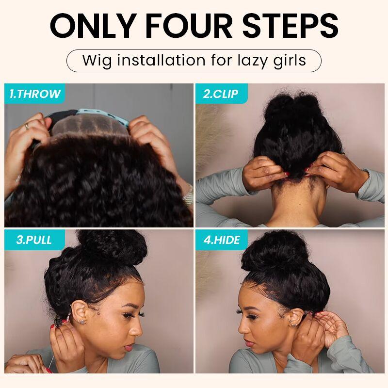 Water Wave Invisi Strap Snug Fit Ashimary Hair 360 Transparent Lace Frontal Bleached Knots Pre Cut Lace Wig With Drawstring