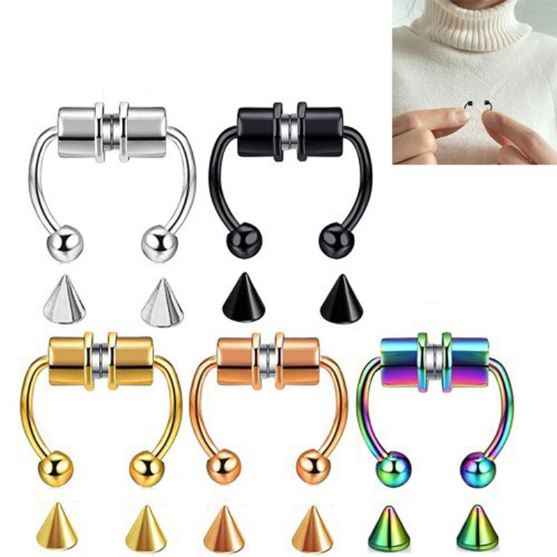 Stainless Steel Non-Piercing Magnetic Nose Ring for Men and Women