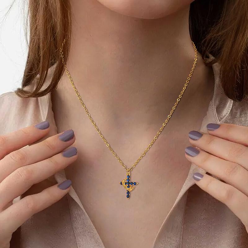 Godkiss Colorful Crown&Cross Pendant Choker Necklace Earrings Set for Women&Men Daily Clothing Trendy All-match&Exquisite Jewelry for Christmas Gifts