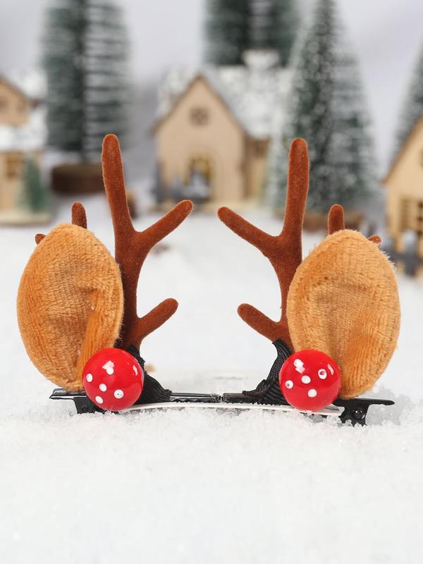 Cute Reindeer Antler Design Hair Clips, Christmas Themed Hair Accessories for Women & Girls, Fashion Hair Accessories for Party, Daily Clothing Decor