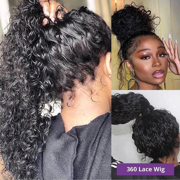 Water Wave Invisi Strap Snug Fit Ashimary Hair 360 Transparent Lace Frontal Bleached Knots Pre Cut Lace Wig With Drawstring