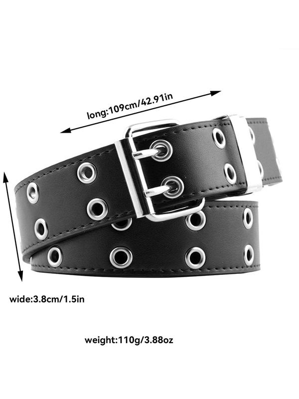 Women's Punk Style Double Row Grommet Eyelet Belt, Fashion Belt for Party, Daily Clothing Decor, Trendy All-match & Exquisite Belt for Birthday Gift