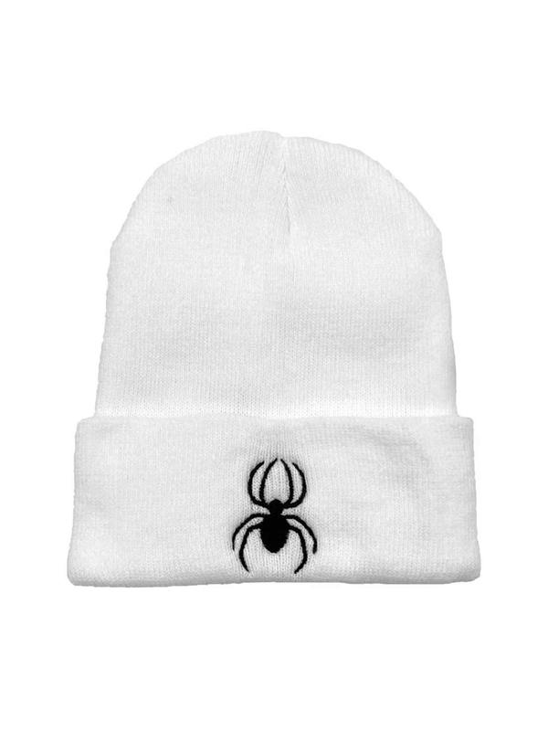 Spider Embroidery Beanie Hat, Casual Animal Design Knitted Hat for Fall & Winter, Warm Beanie Cap for Men & Women As Halloween Gift