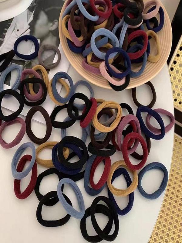 Random Color Simple Plain High Elastic Hair Tie, Casual Versatile Hair Accessories for Women, Minimalist Ponytail Holder for Thick Hair for Daily Use