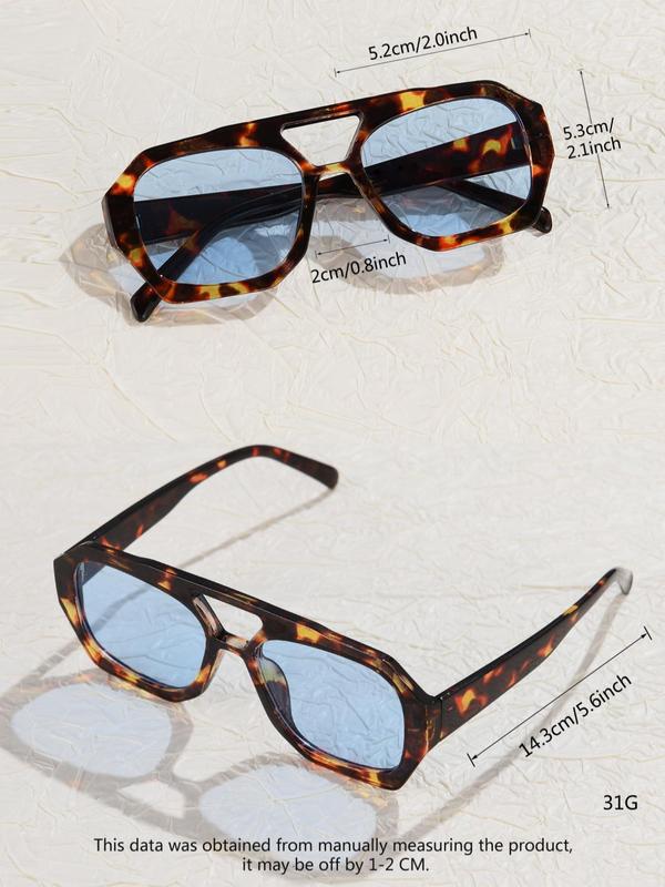 Vintage Leopard Print Tinted Lens Sunglasses, Square Frame Sunglasses for Everyday Use, Fashion Sunglasses for Outdoor Activities