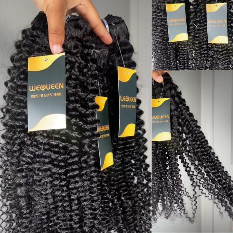 [Wequeen] Kinky Curly Human Hair Bundles Brazilian 100% Human Hair Budget Friendly 10A Grade Viral Hair Natural Black Color