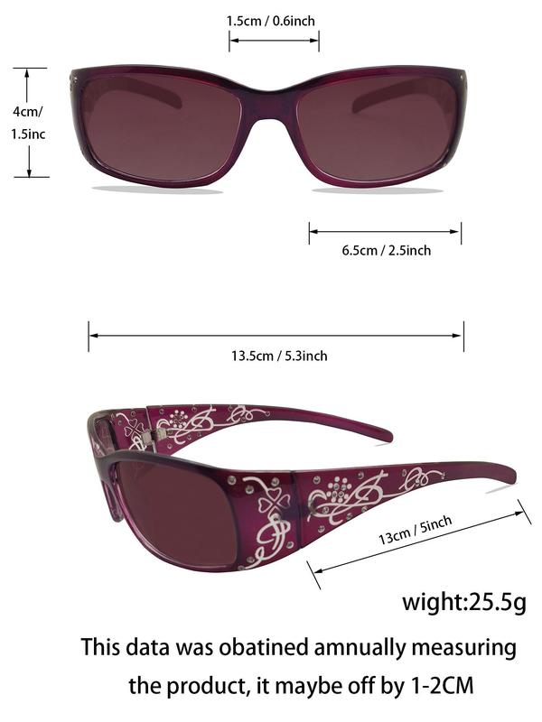 Fashionable All-match Tinted Lens Sunglasses, Stylish Rhinestone Decor Four-leaf Clover Pattern Design Sunglasses, Summer Fashion Eyewear for Daily Used