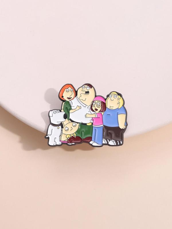 Cartoon Family Design Brooch, Cute Enamel Pin for Daily Clothing Decor, Trendy All-match & Exquisite Brooch for Birthday Gift