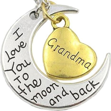 Mom, I Love You to The Moon and Back, Necklace - Crecent Moon and Heart, Great Mothers Day Neckalce