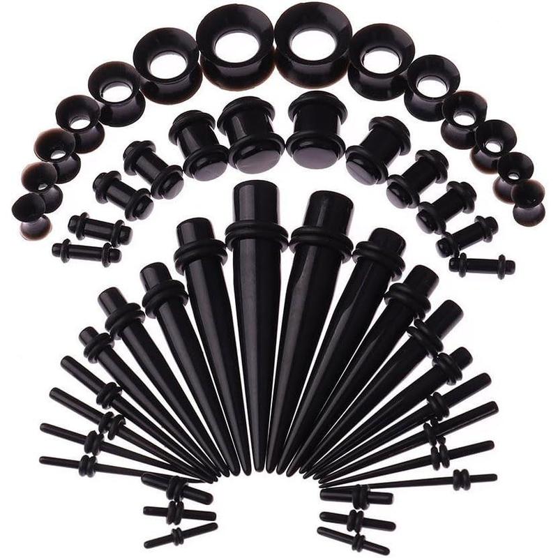 50 Pieces Ear Stretching Kit 14G-00G Acrylic Tapers and Plugs + Silicone Tunnels - Ear Gauges Expander Set Body Piercing