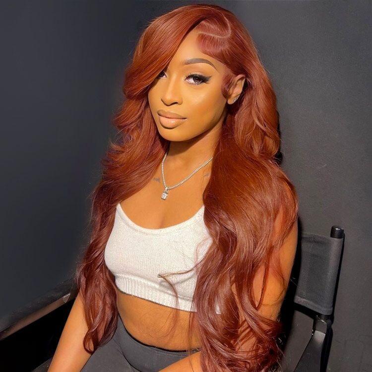 West Kiss Ready Go Glueless Wig Copper Orange Pre Cut Lace Body 7x4 Closure Wig Human Hair 13x4 Lace Front Wig Pre Plucked With Baby Hair