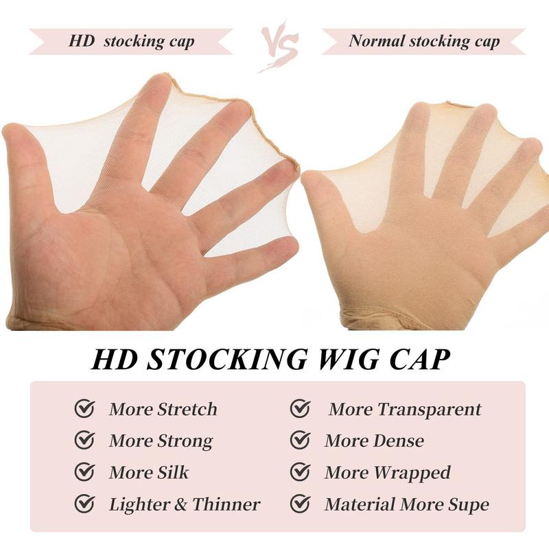 Marryu 1 Count Invisible HD Stocking Human Hair Wig Cap Stretch Elastic Hair Net for Women